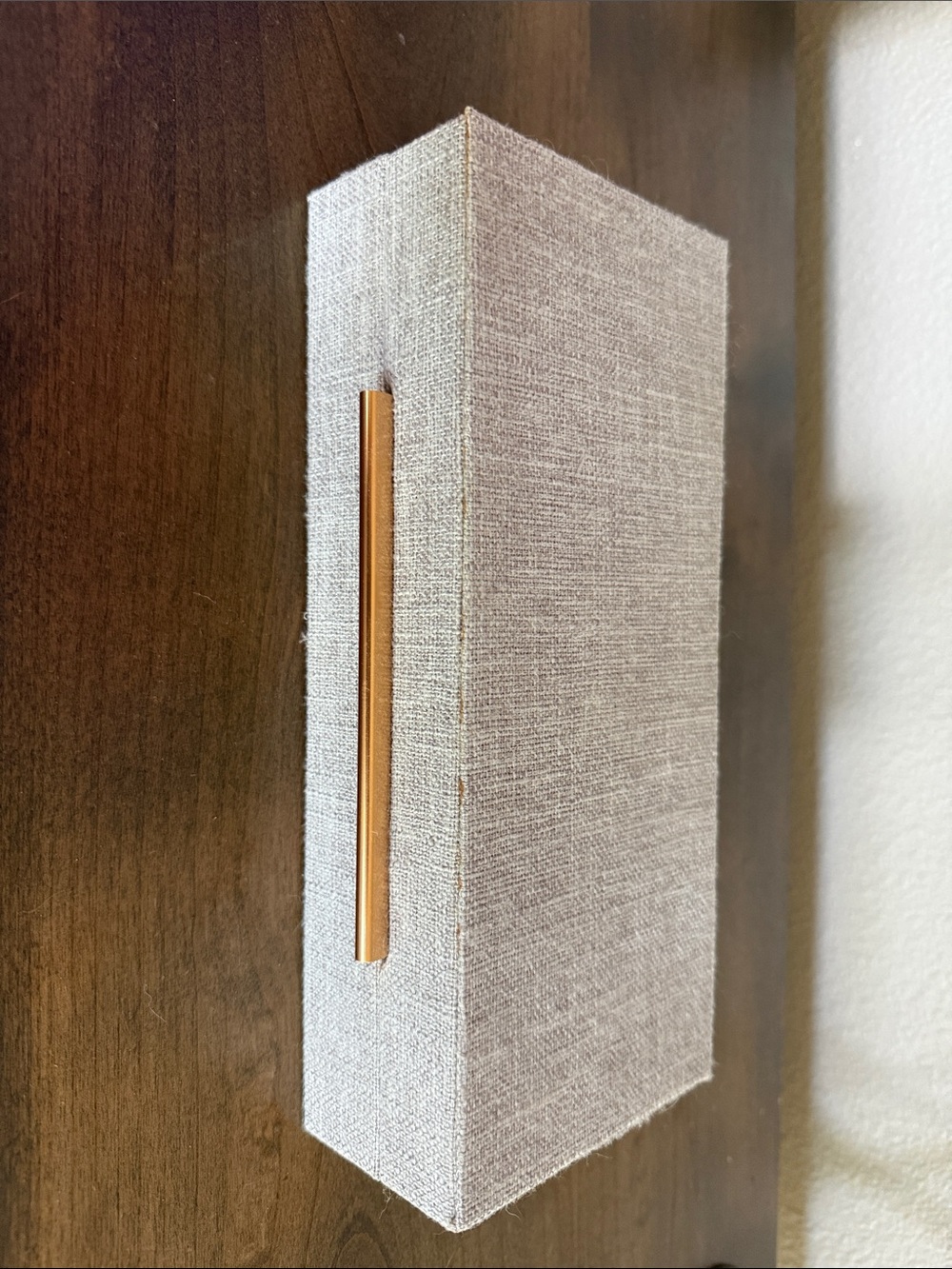 Linen Jewelry Organizer Box with Gold Accent - Taupe